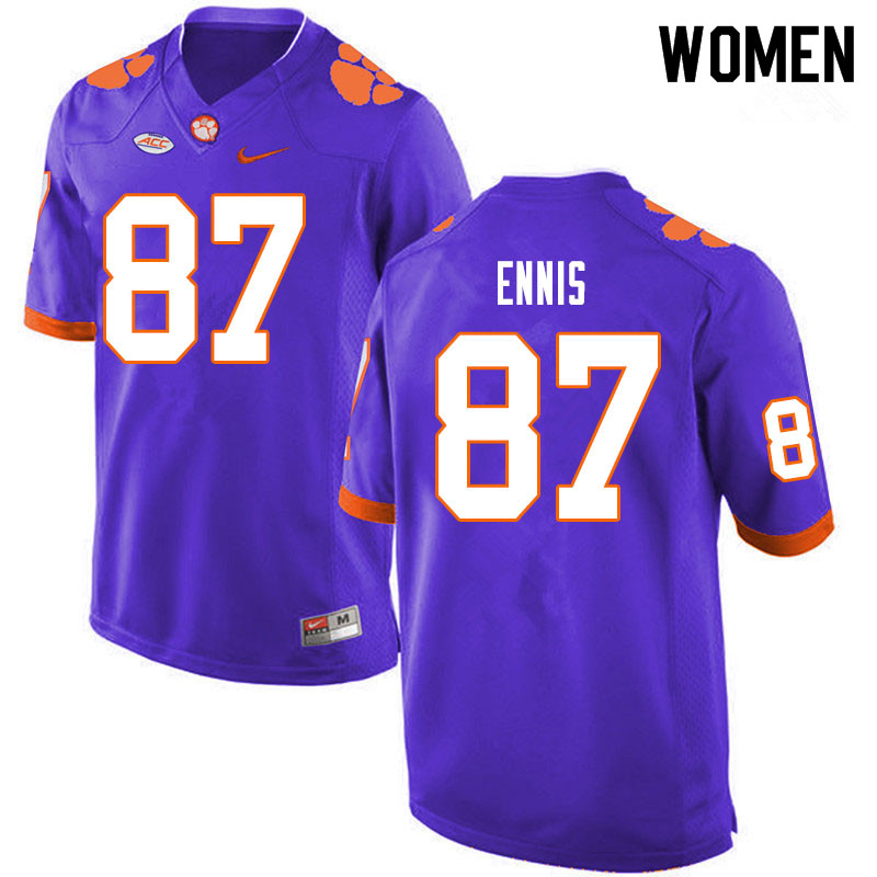 Women #87 Sage Ennis Clemson Tigers College Football Jerseys Sale-Purple